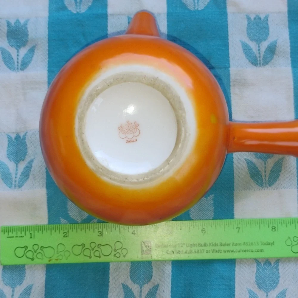 🪆  Teapot ORANGE JAPAN VINTAGE Collectible Retired CERAMIC POTTERY EVC